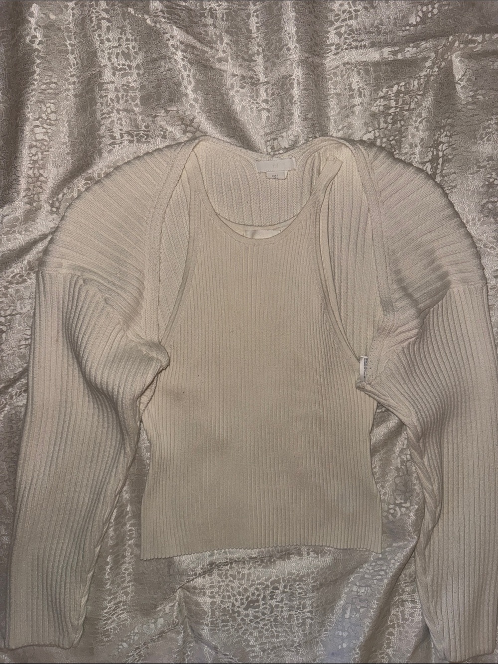 H&M Cream Ribbed Tank Top with Matching Shrug